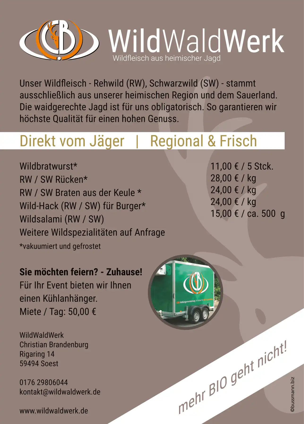 Flyer Verkauf Wildfleisch
